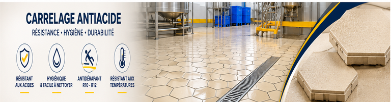 Carrelage antiacide industriel pour usine agroalimentaire
